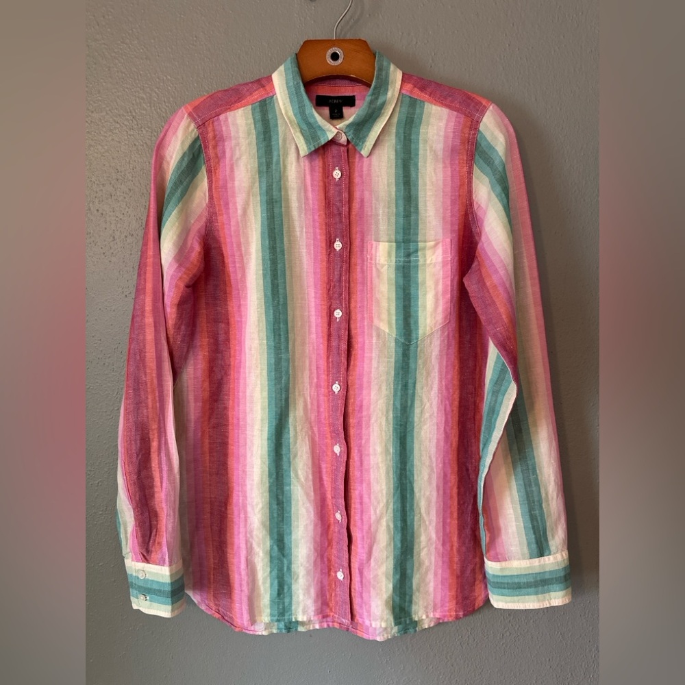 JCREW Classic Boy-Fit Linen Button Up Shirt | Womens size 2 - Picture 3 of 12